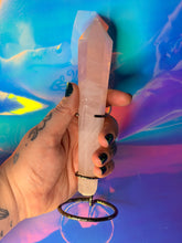 Load image into Gallery viewer, Large rose quartz wand with display stand