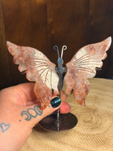Load image into Gallery viewer, Fire quartz butterfly wings with display stand