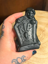 Load image into Gallery viewer, Obsidian grim reaper tombstone carving