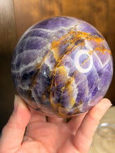 Load image into Gallery viewer, XL statement chevron amethyst sphere with natural citrine