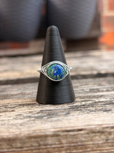 Load image into Gallery viewer, Handmade wire wrap coin bead ring - Chrysocolla