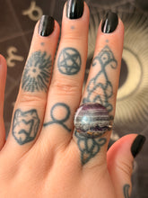 Load image into Gallery viewer, Rainbow fluorite large coin adjustable ring