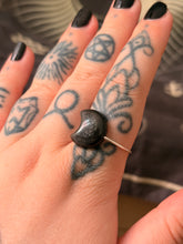 Load image into Gallery viewer, Silver sheen obsidian moon adjustable ring