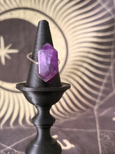 Load image into Gallery viewer, Large amethyst double point adjustable ring