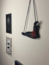 Load image into Gallery viewer, Roe deer jaw gothic rose matte black wall hanging