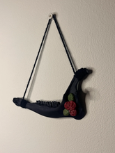 Load image into Gallery viewer, Roe deer jaw gothic rose matte black wall hanging