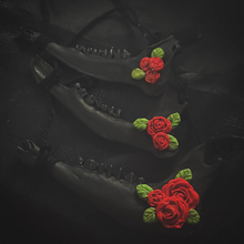 Load image into Gallery viewer, Roe deer jaw gothic rose matte black wall hanging