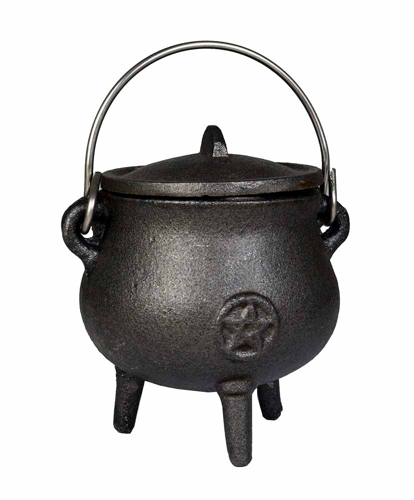 Cast iron pentagram cauldron