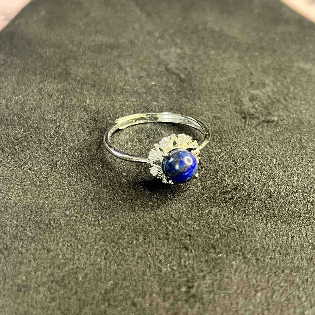 Lapis lazuli round ring with bling