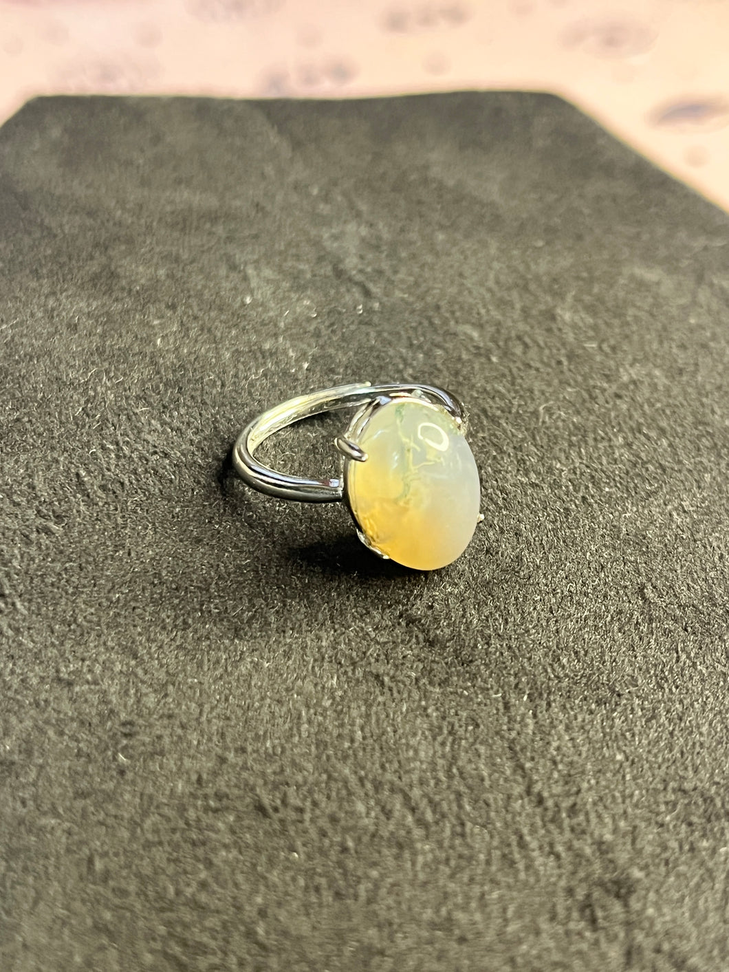 Moss agate oval rings