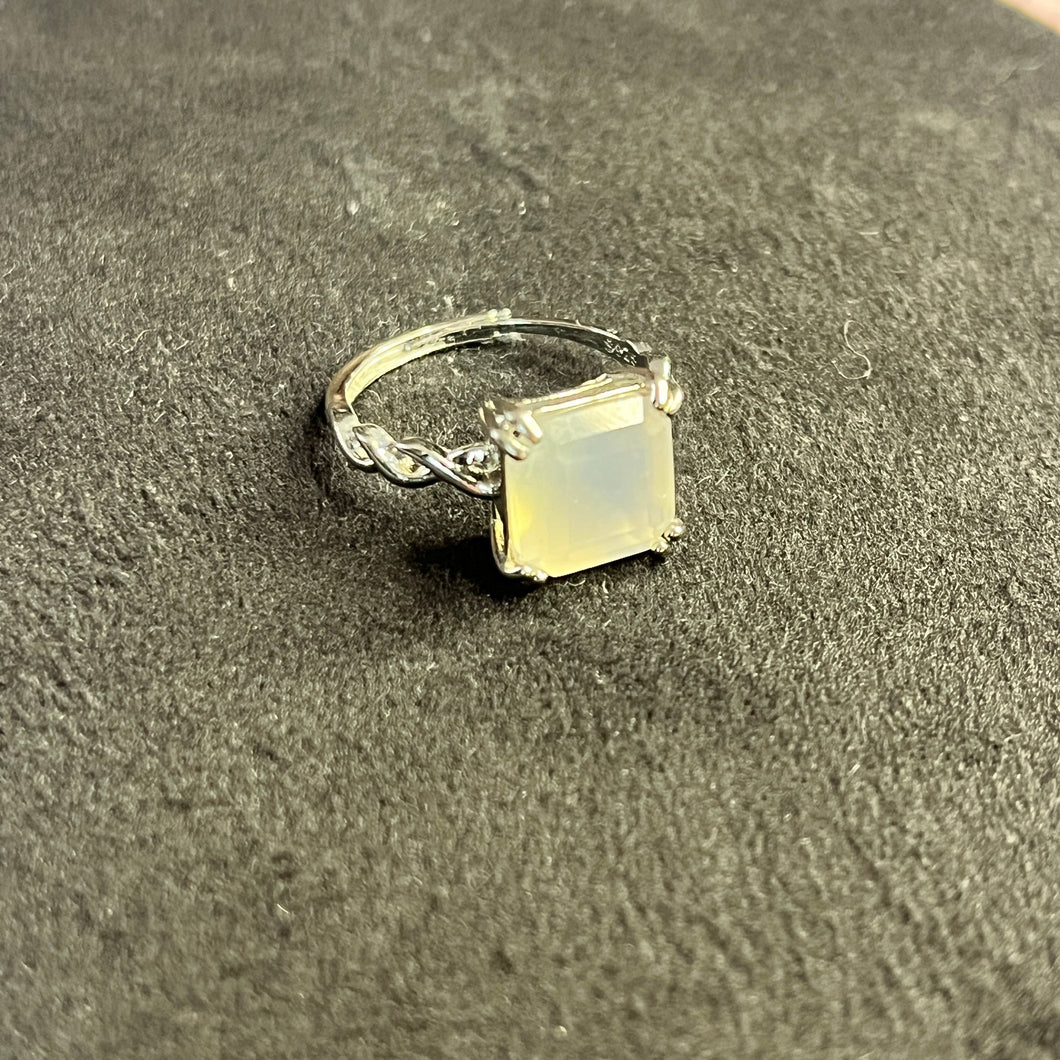 Moss agate square ring