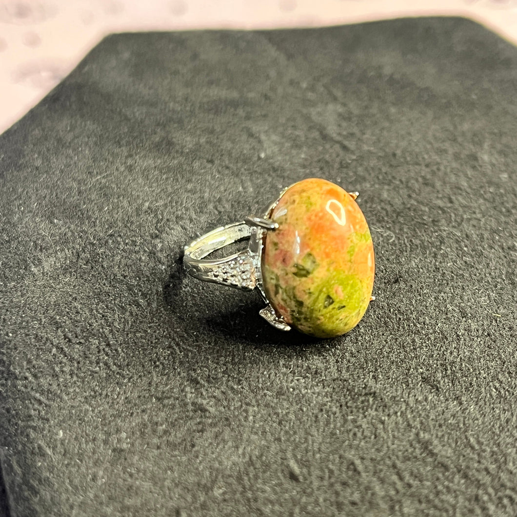 Large unakite oval ring