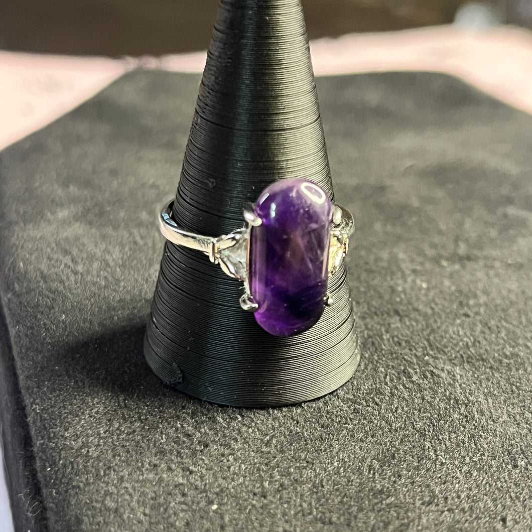 Dark amethyst oblong ring