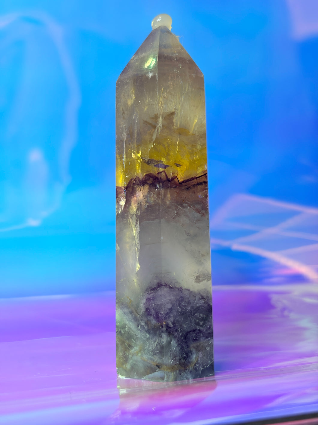 Rainbow fluorite tower B