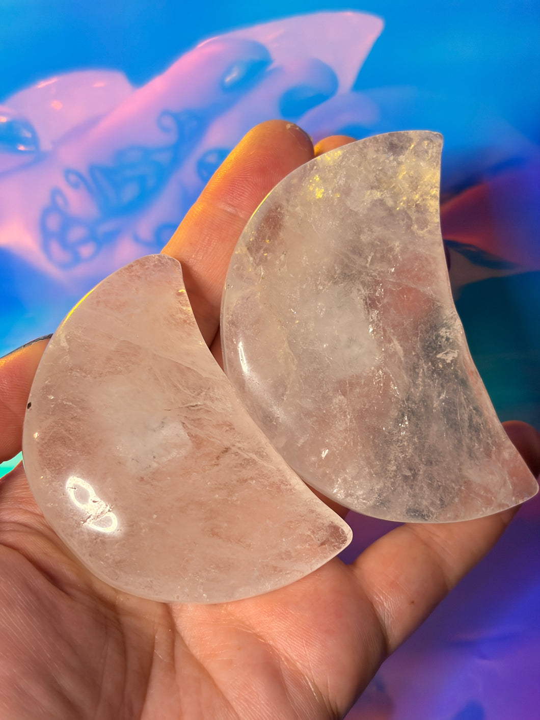 Clear quartz moon