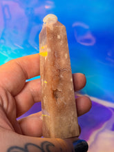 Load image into Gallery viewer, Pink amethyst tower with druzy
