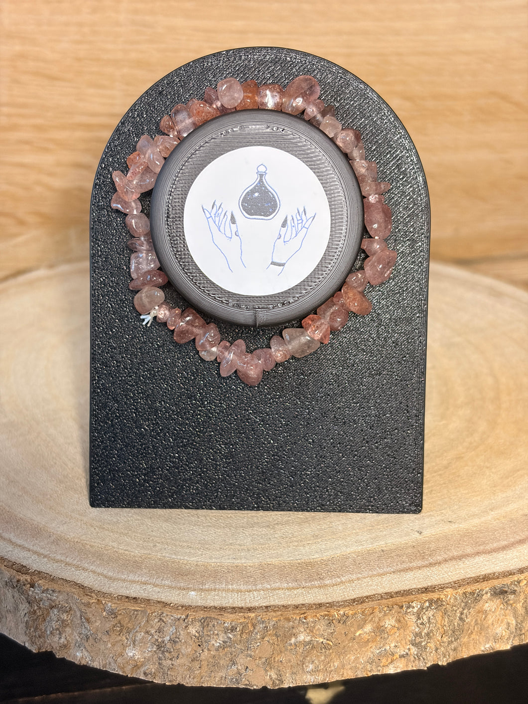 Strawberry quartz chip bracelet