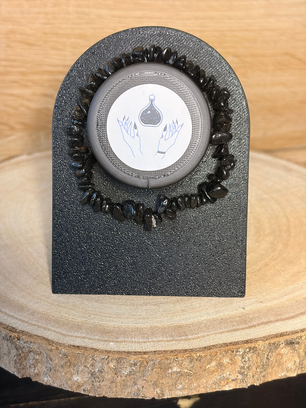 Black obsidian chip bracelet