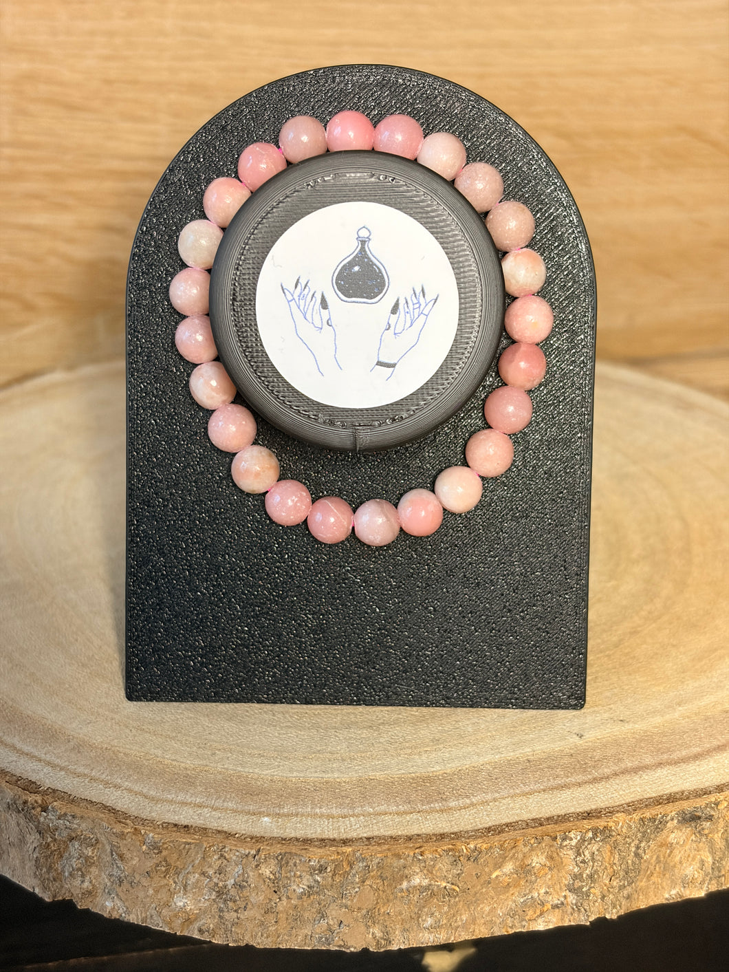 Pink opal bead bracelet