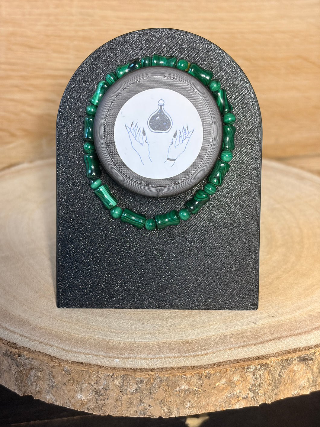 Malachite bone-style bead bracelet