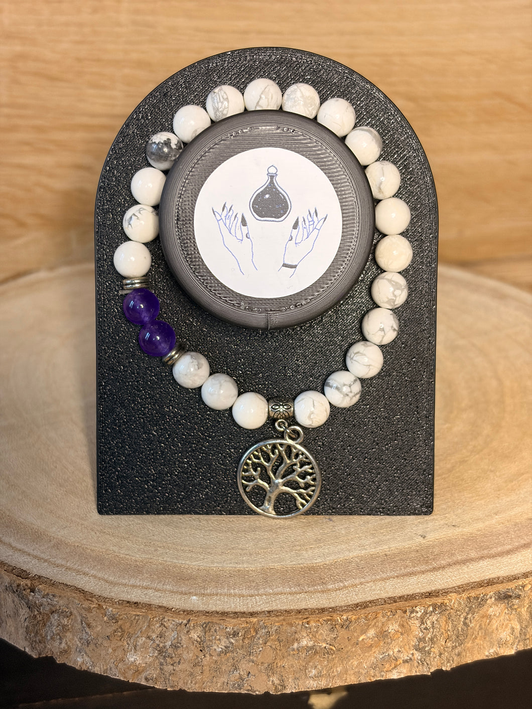 White howlite tree of life bead bracelet
