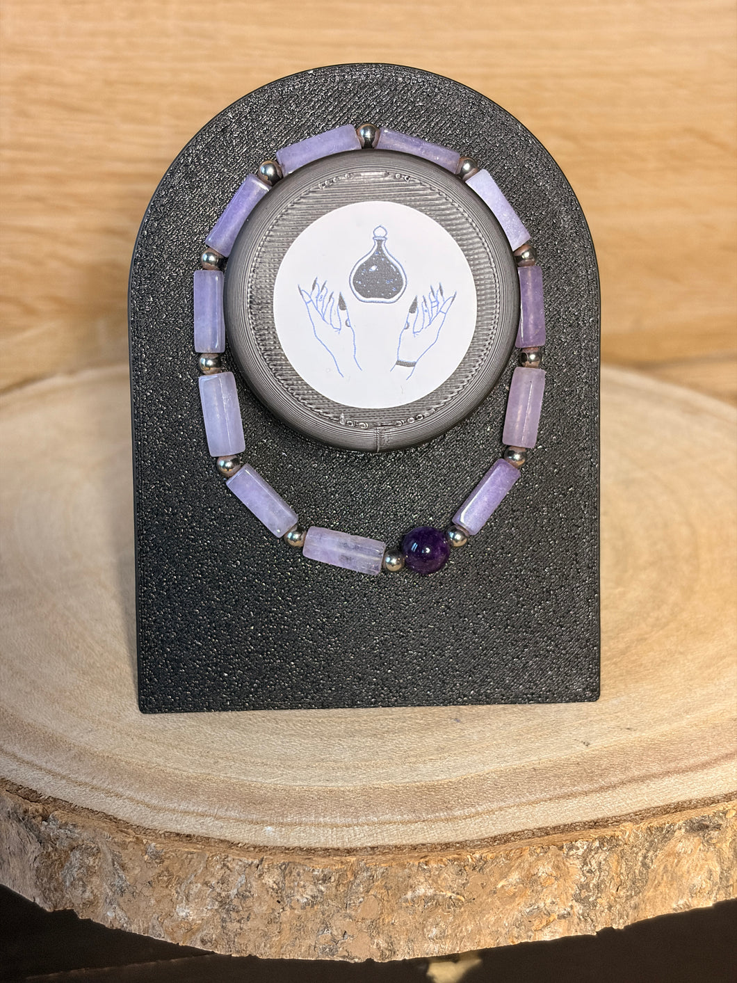 Kunzite and amethyst bead bracelet