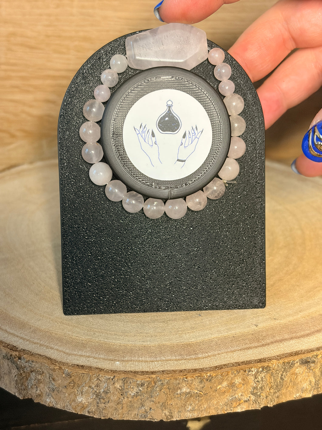 Rose quartz coffin bead bracelet