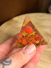 Load image into Gallery viewer, Red cats eye with red jasper orgonite pyramid
