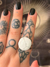 Load image into Gallery viewer, White howlite large coin adjustable ring
