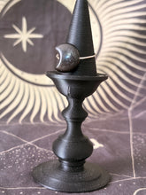 Load image into Gallery viewer, Silver sheen obsidian moon adjustable ring
