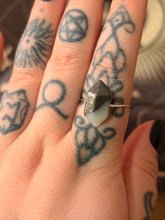 Load image into Gallery viewer, Amazonite with pyrite double point adjustable ring
