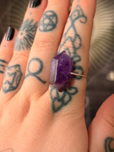Load image into Gallery viewer, Large amethyst double point adjustable ring
