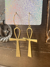 Load image into Gallery viewer, Large ankh hoops - silver or gold
