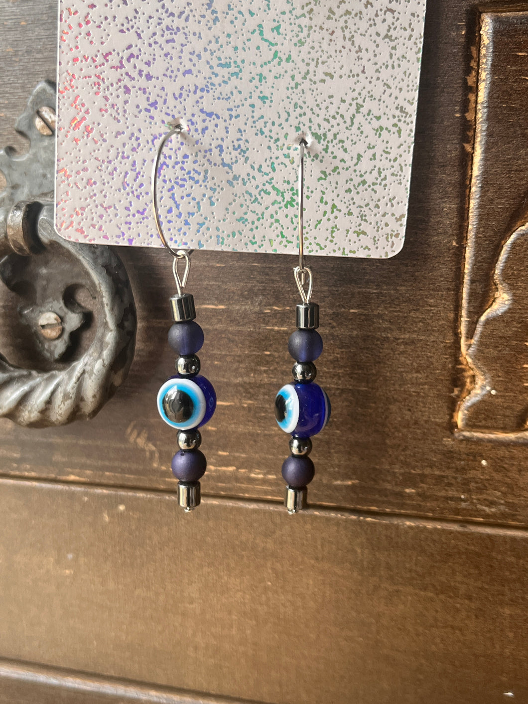 Evil eye with hematite hoops