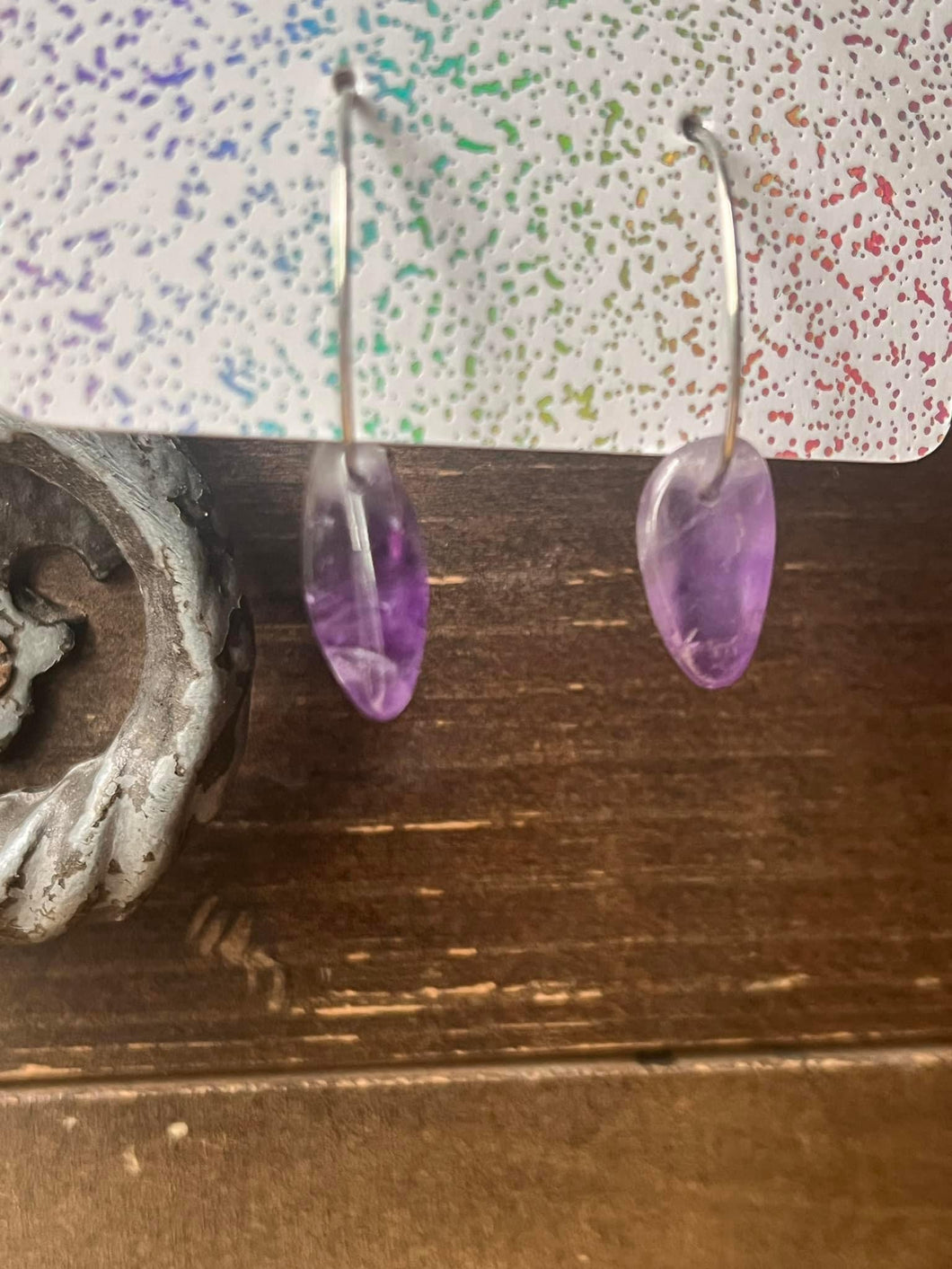 Amethyst dangle hoops