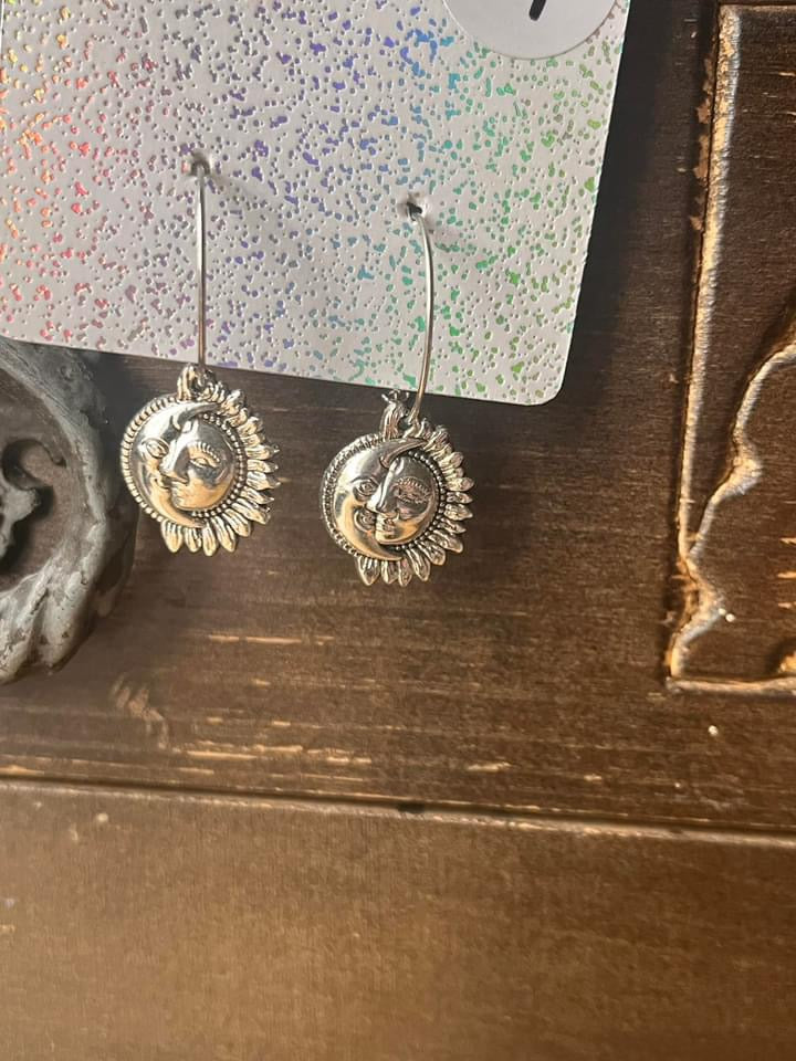 Sun and moon celestial earrings