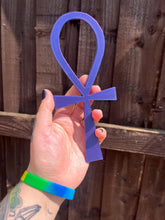 Load image into Gallery viewer, Chameleon colour shifting blue and purple 3D printed Ankh Egyptian other colour options available

