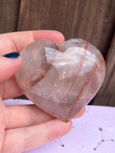 Large fire quartz crystal heart carving