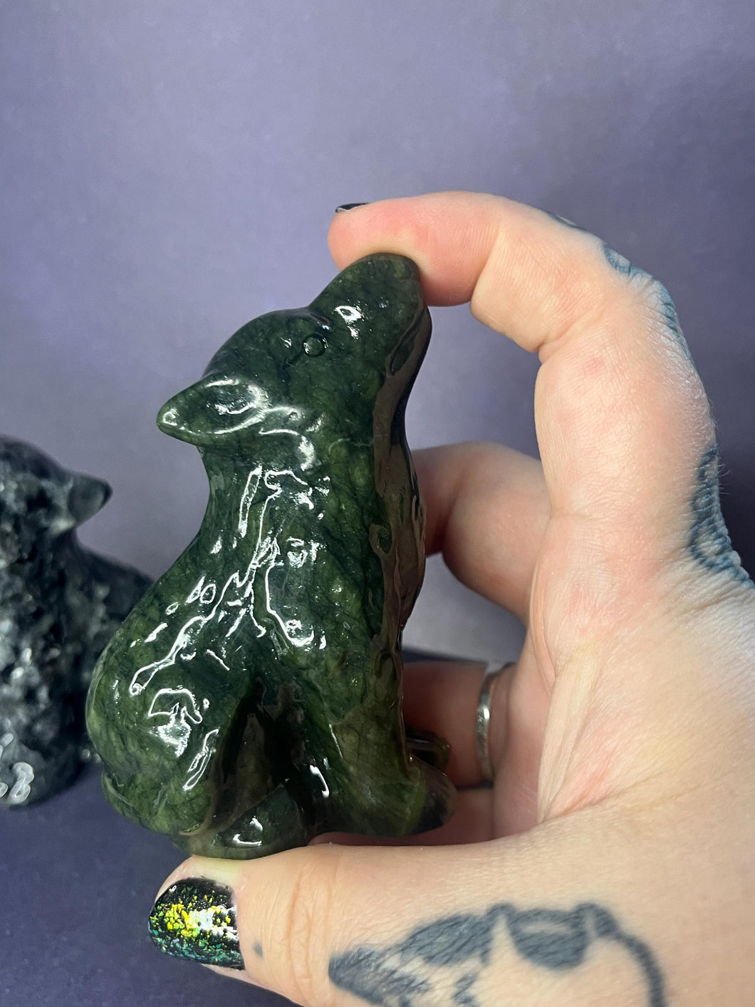 Crystal wolf/dog carvings