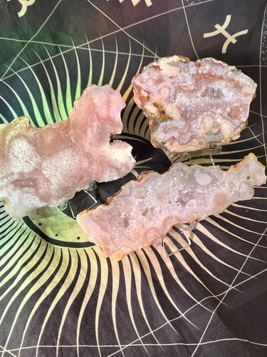 Pink amethyst Flower agate crystal slices