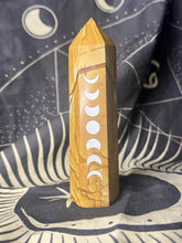 Load image into Gallery viewer, Picture jasper crystal tower with moon phase engraving
