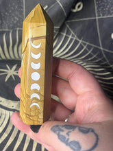 Load image into Gallery viewer, Picture jasper crystal tower with moon phase engraving
