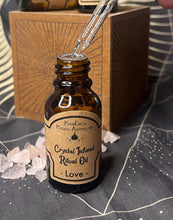 Load image into Gallery viewer, Crystal infused witchcraft ritual oil - Love and attraction Rose Quartz - MoonChild Magick Apothecary
