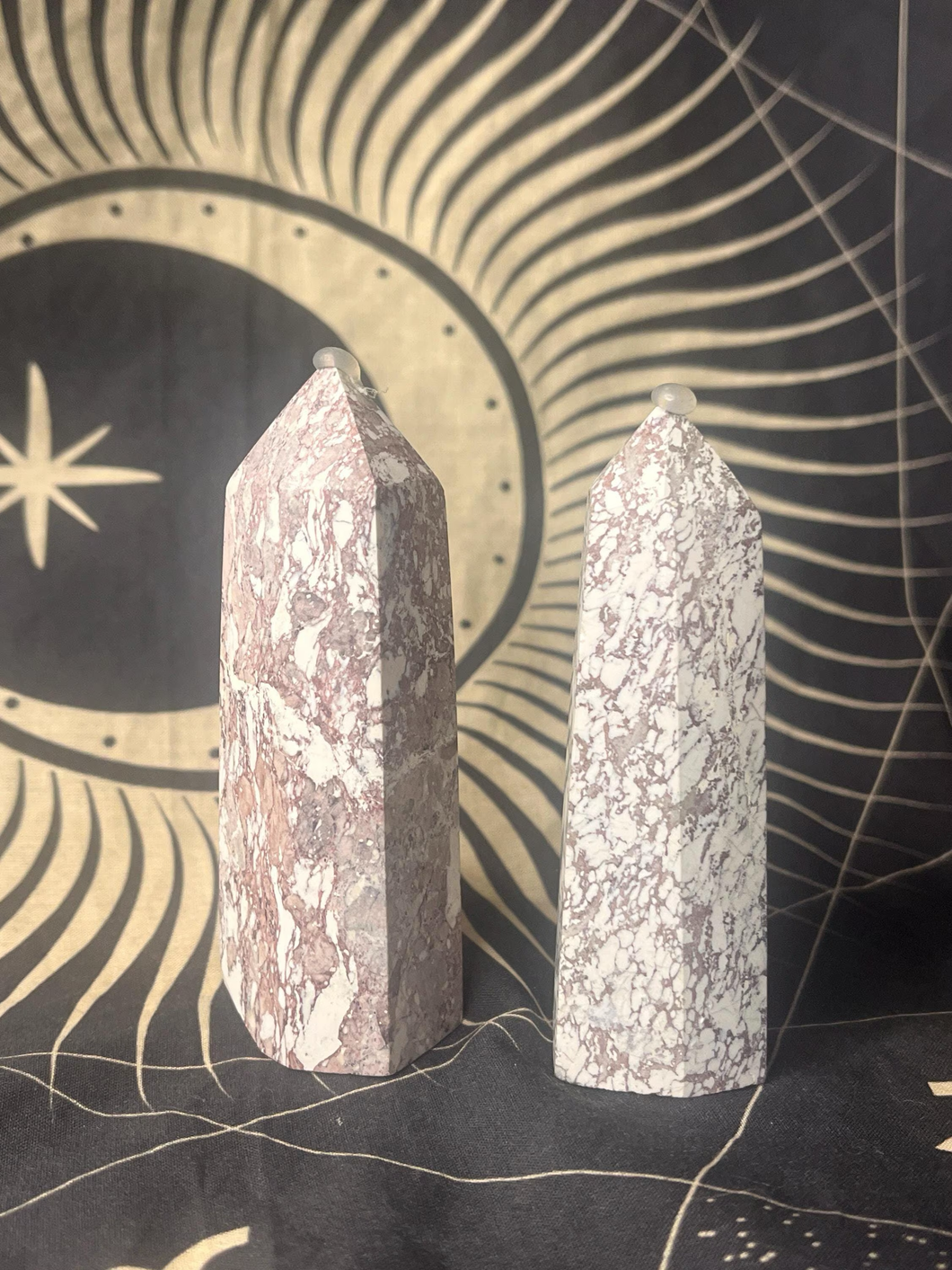 Red spider web jasper crystal towers