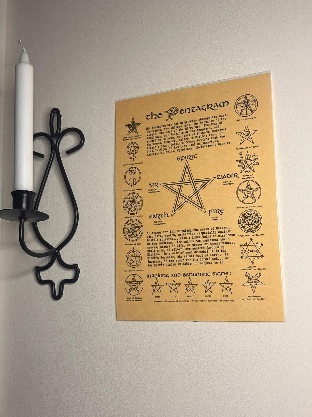 Laminated parchment paper style witchcraft the pentagram poster print