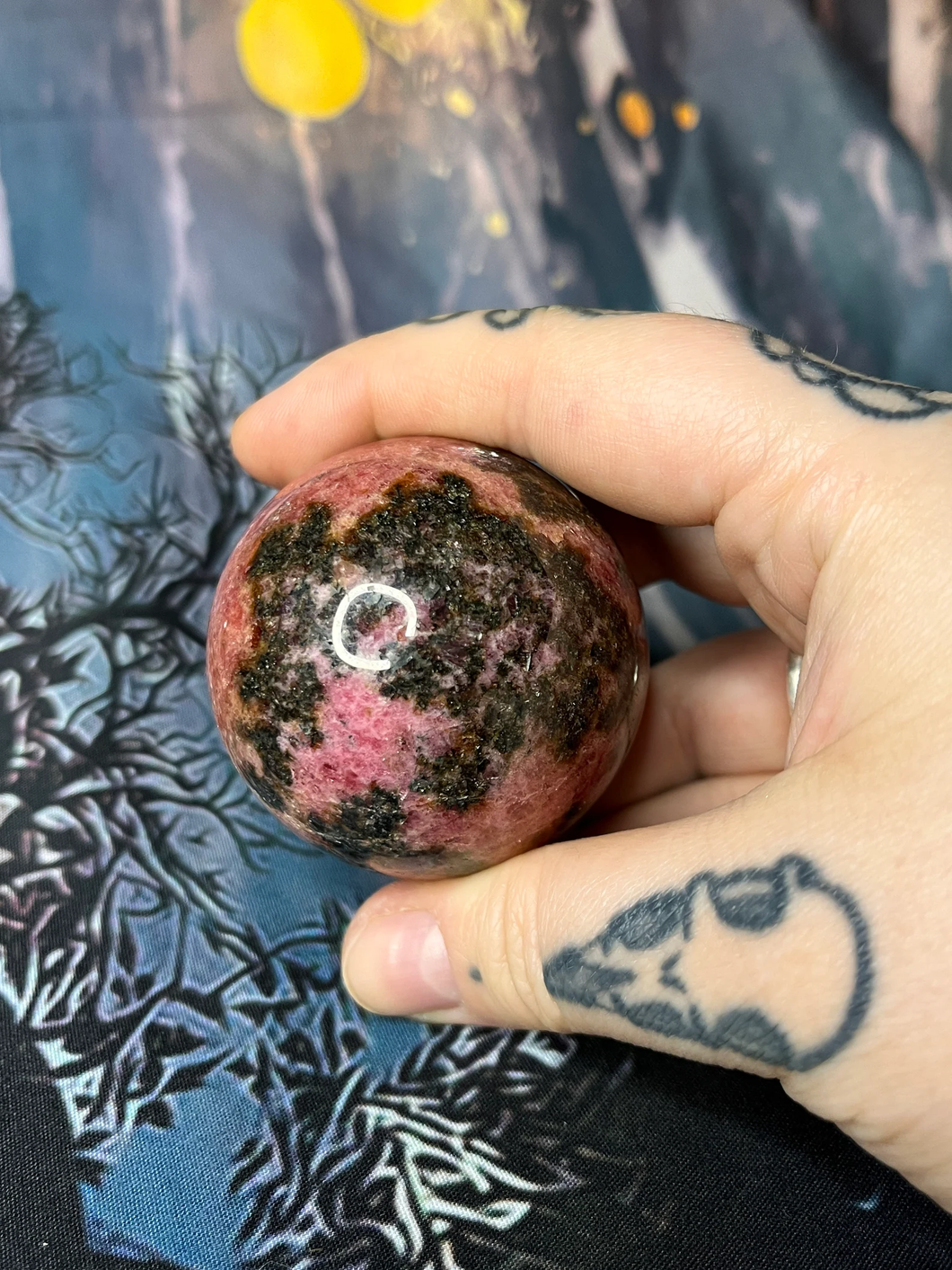 Rhodonite crystal sphere