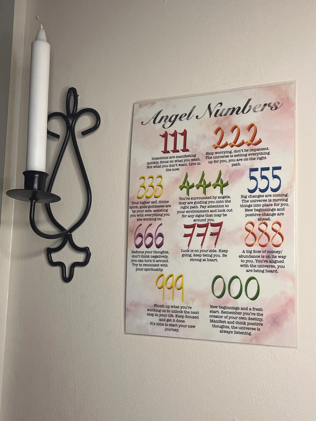 Laminated angel numbers poster print