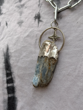 Load image into Gallery viewer, Raw blue kyanite pendant with stainless steel chunky chain
