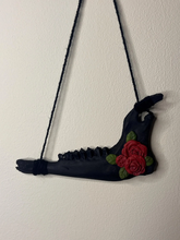 Load image into Gallery viewer, Roe deer jaw gothic rose matte black wall hanging
