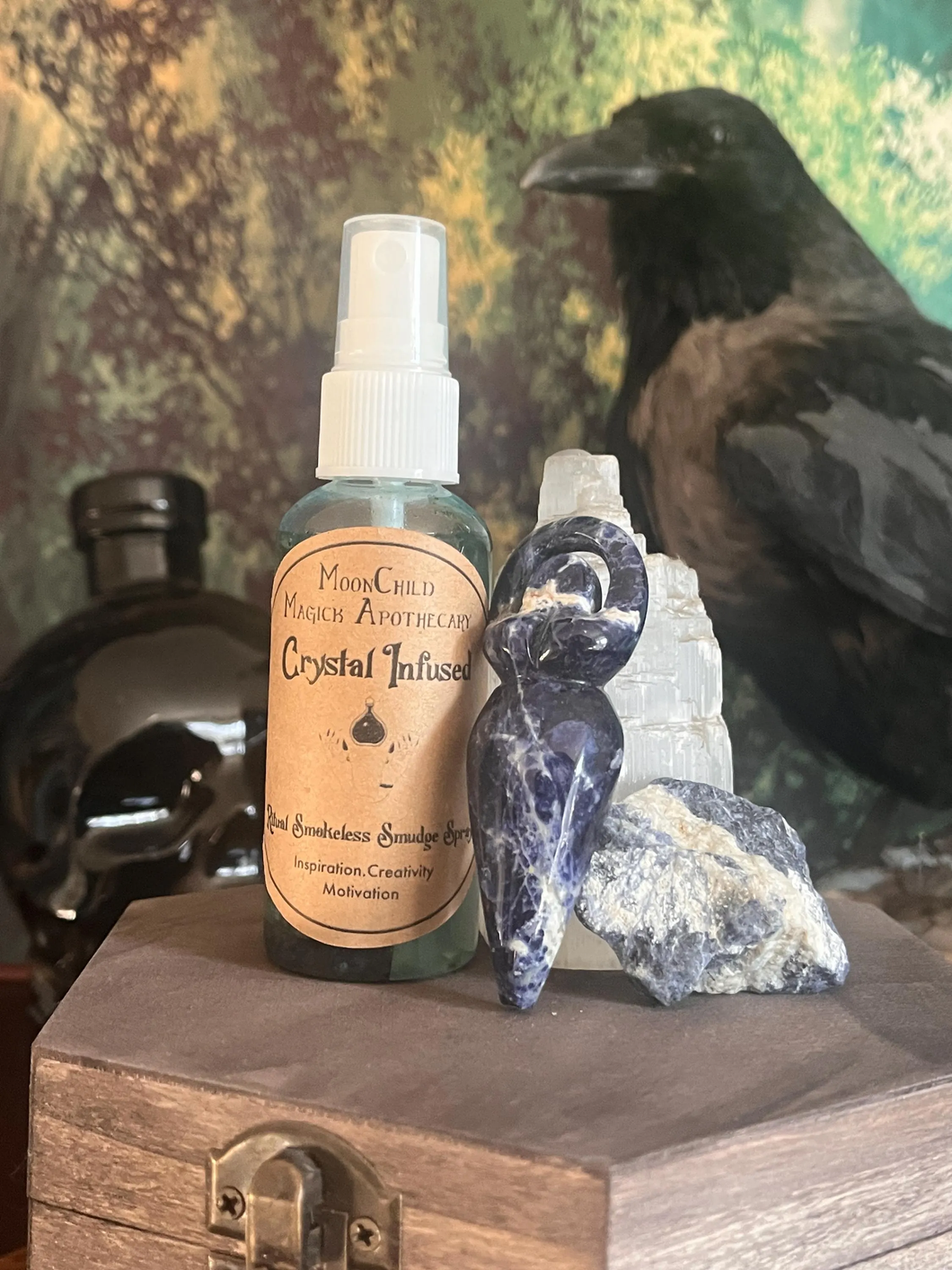 Crystal infused witchcraft ritual spray - Motivation and Inspiration Sodalite - MoonChild Magick Apothecary